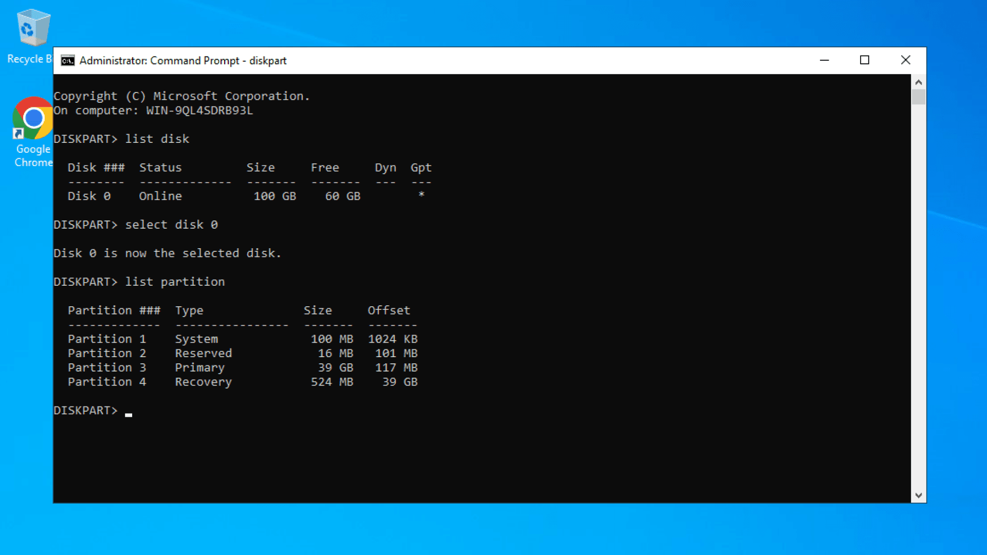 DiskPart List Partition