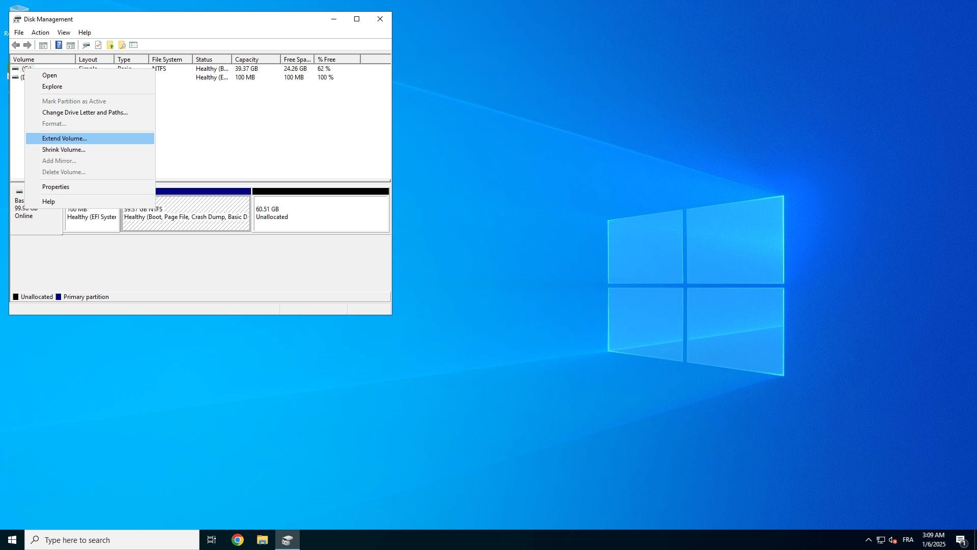 Check Open Disk Management