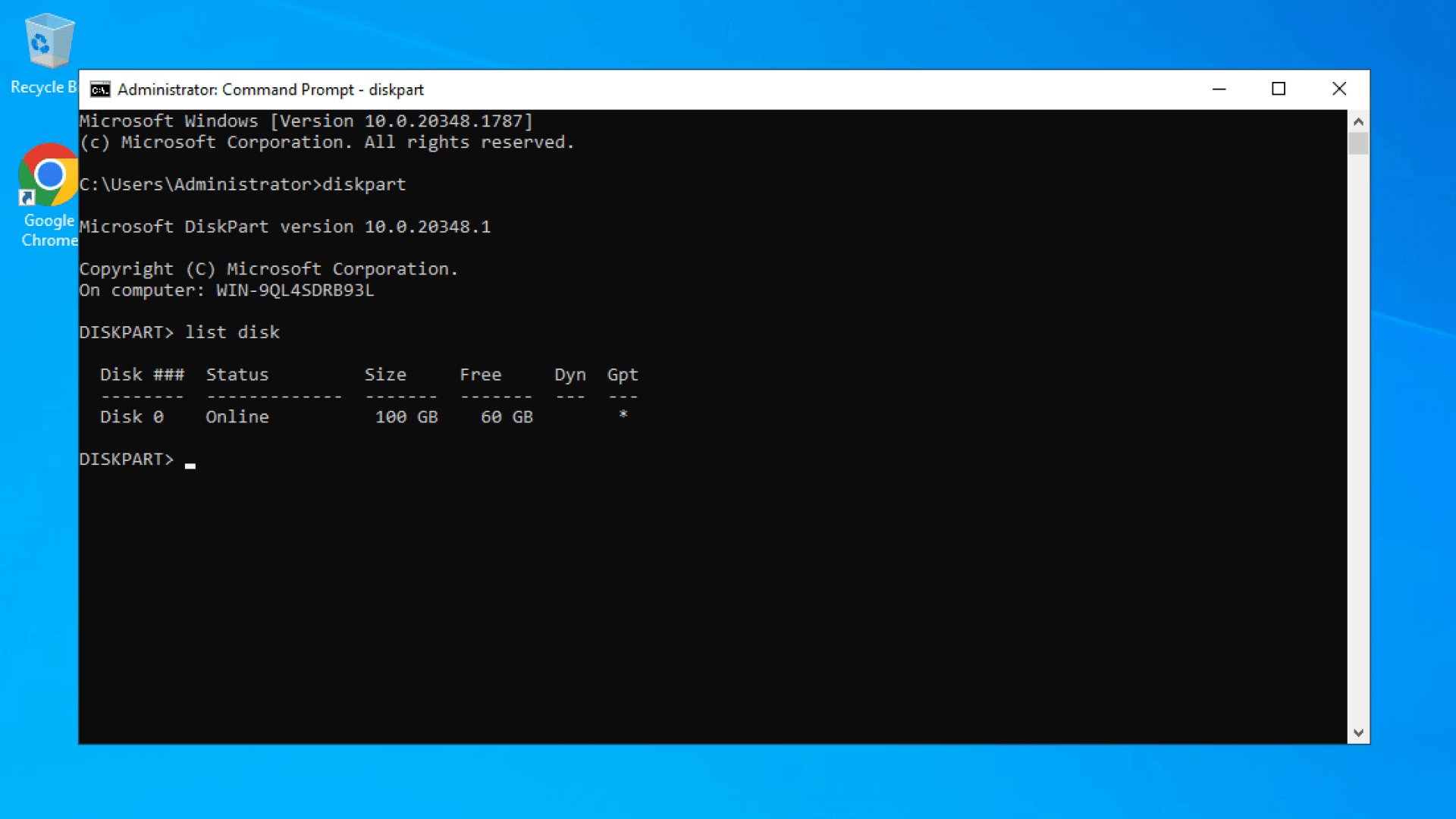 DiskPart List Disk