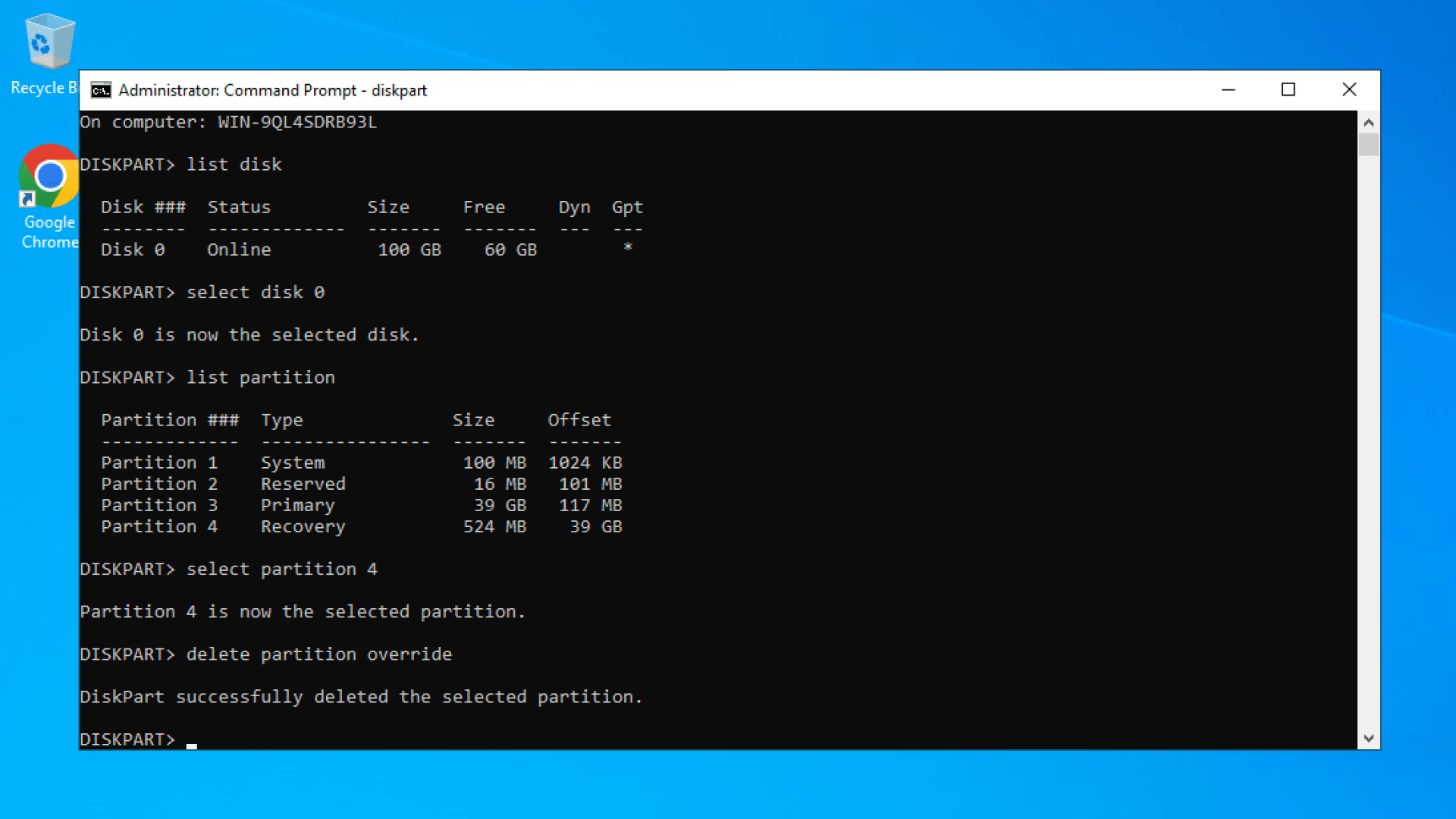 Delete Partition Diskpart