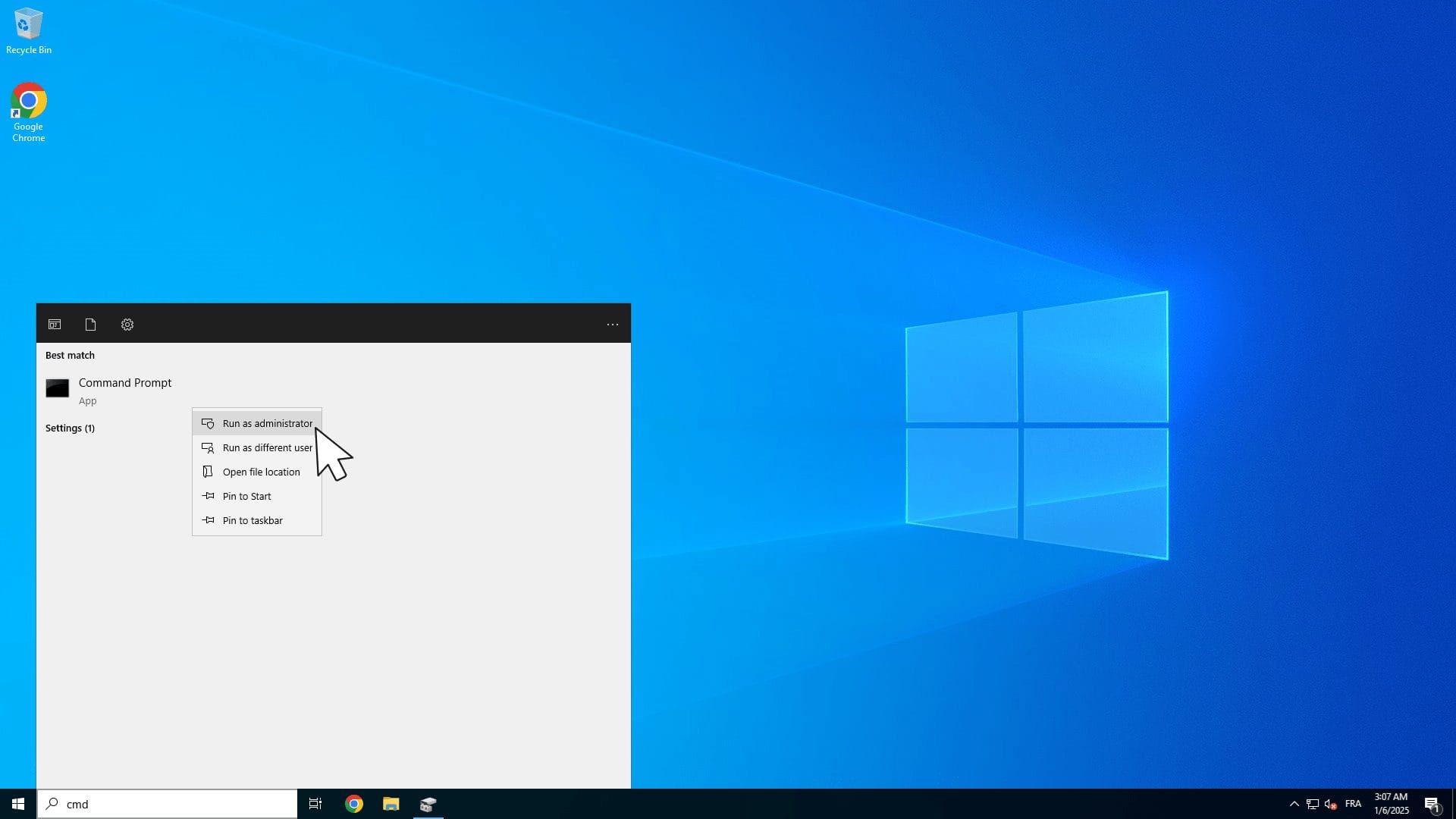 Open cmd as Administrator