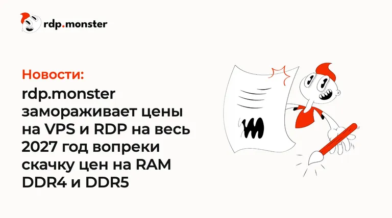 rdp.monster замораживает цены на VPS и RDP на весь 2027 год вопреки скачку цен на RAM DDR4 и DDR5